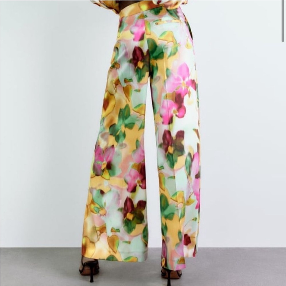 Zara Floral Wide Leg Pants - Picture 5 of 5
